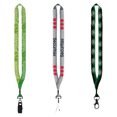 3/4" rPET Dye-Sublimated Lanyard w/ Metal Crimp & Metal Split-Ring