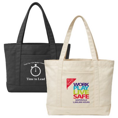 Classic Solid Color Poly-Cotton Canvas Boat Tote
