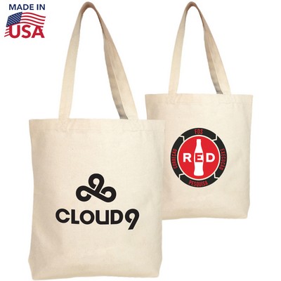 USA Made 10 Oz. Cotton Canvas Heavyweight Tote Bag w/Gusset (13"x 12.5"x 3")